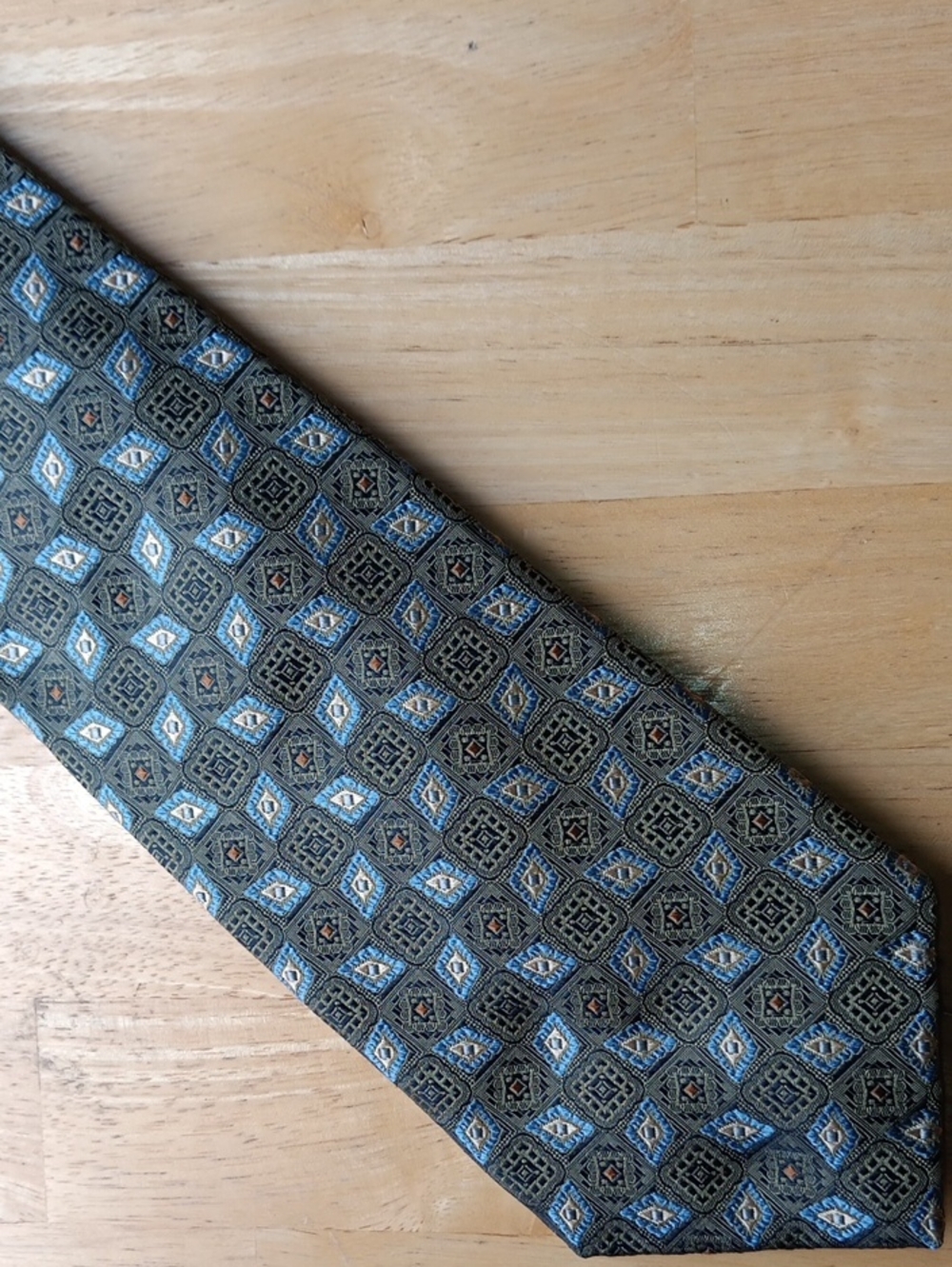 Robert Talbott Blue and Gold Geometric Silk Tie